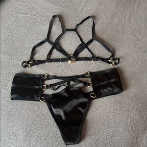 Victoria's Secret Black Strappy Lingerie Set